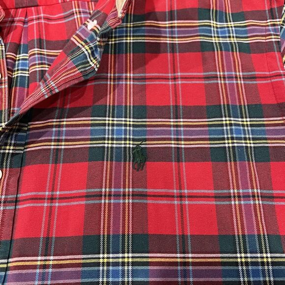 VTG Polo Ralph Lauren SHIRT XL Men Button Up Blue Red Plaid Baggy 90s Tartan - Picture 3 of 5